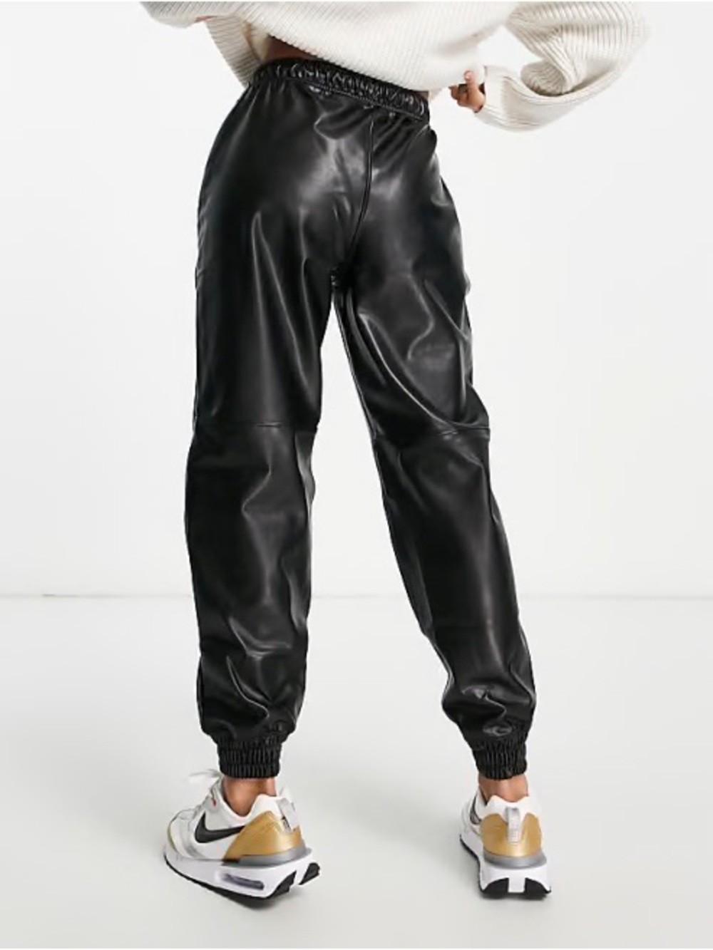Abercrombie & Fitch Faux Leather Joggers Sz Medium Y2K Moto Rock - Picture 2 of 9